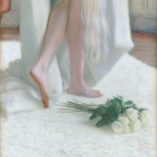 Serene White Scene with Roses in Pastel Style