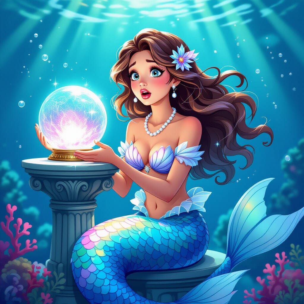 Mermaid's Shocking Vision in Crystal Ball