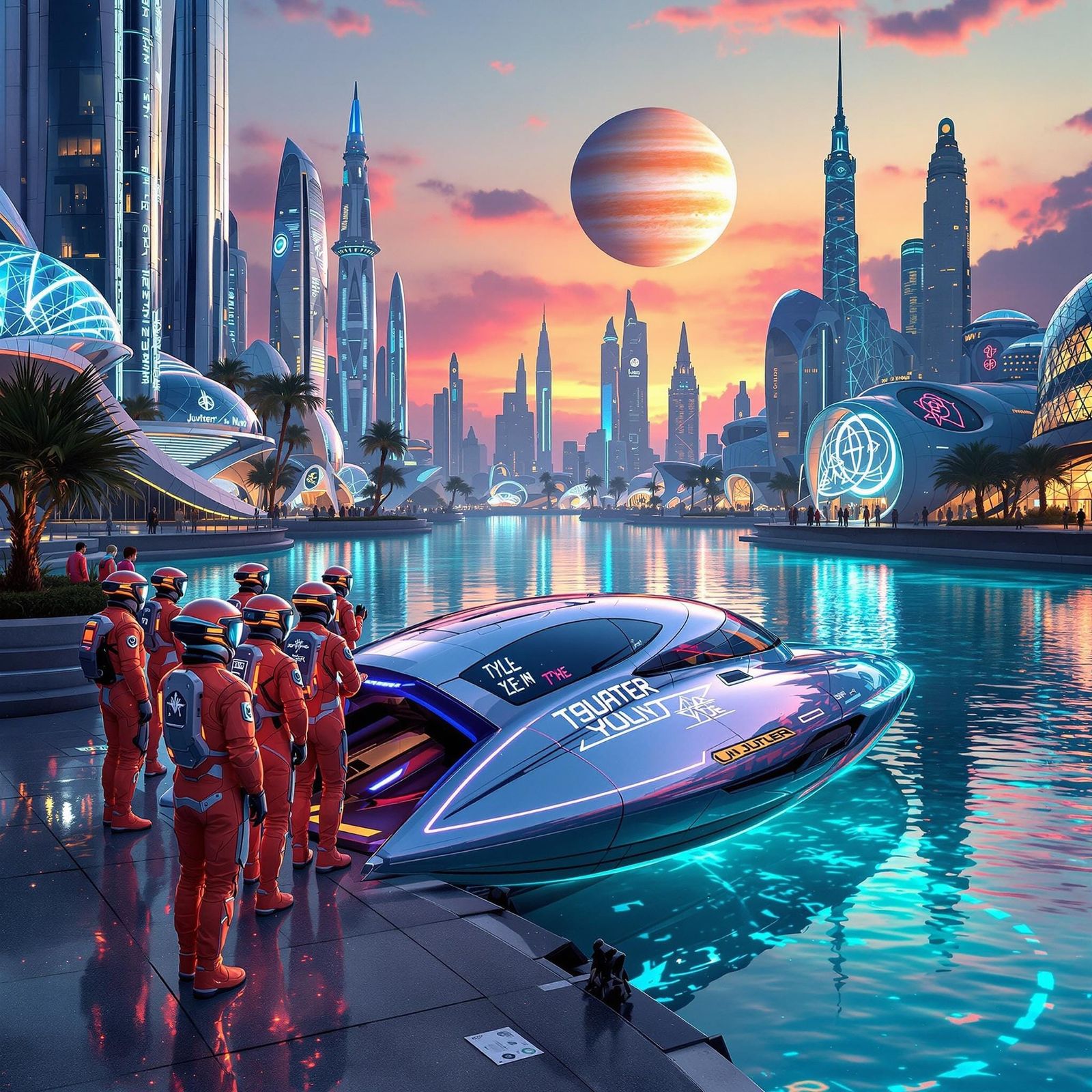 Serenely Futuristic Cityscape with Neon-Lit Skyscrapers and ...