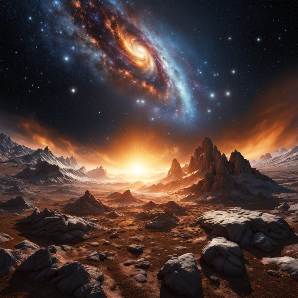 Epic Cosmic Landscape in Photorealistic Hyperrealism