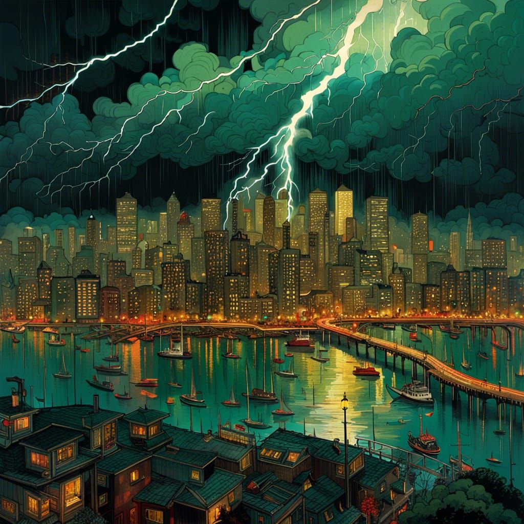 Vancouver City in a Terrifying Lightning Storm