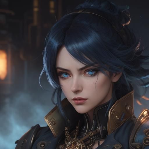 Steampunk Anime Girl Radiates Otherworldly Energy in Industr...