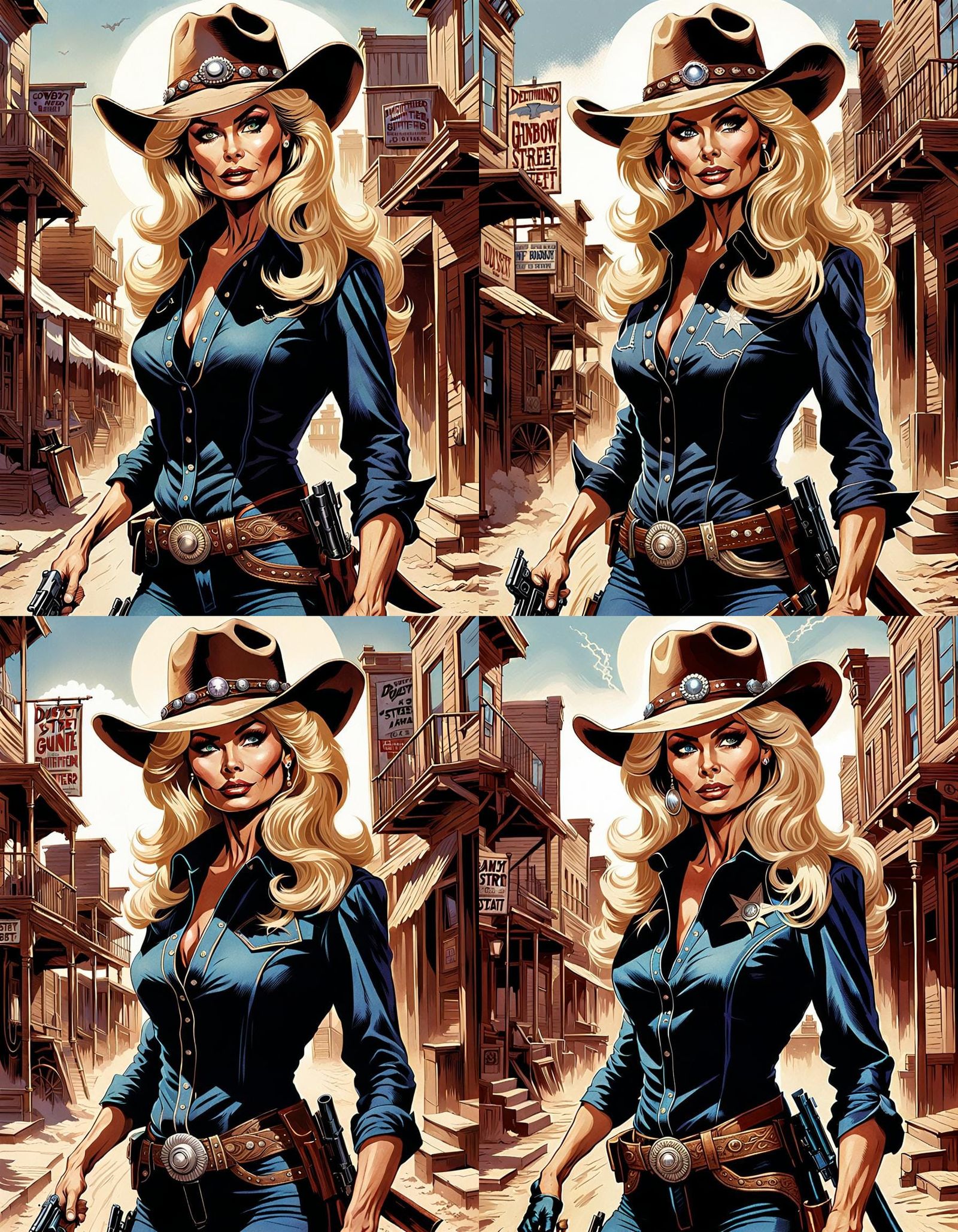 Loni Anderson as Old West Gunfighter in Comic Art