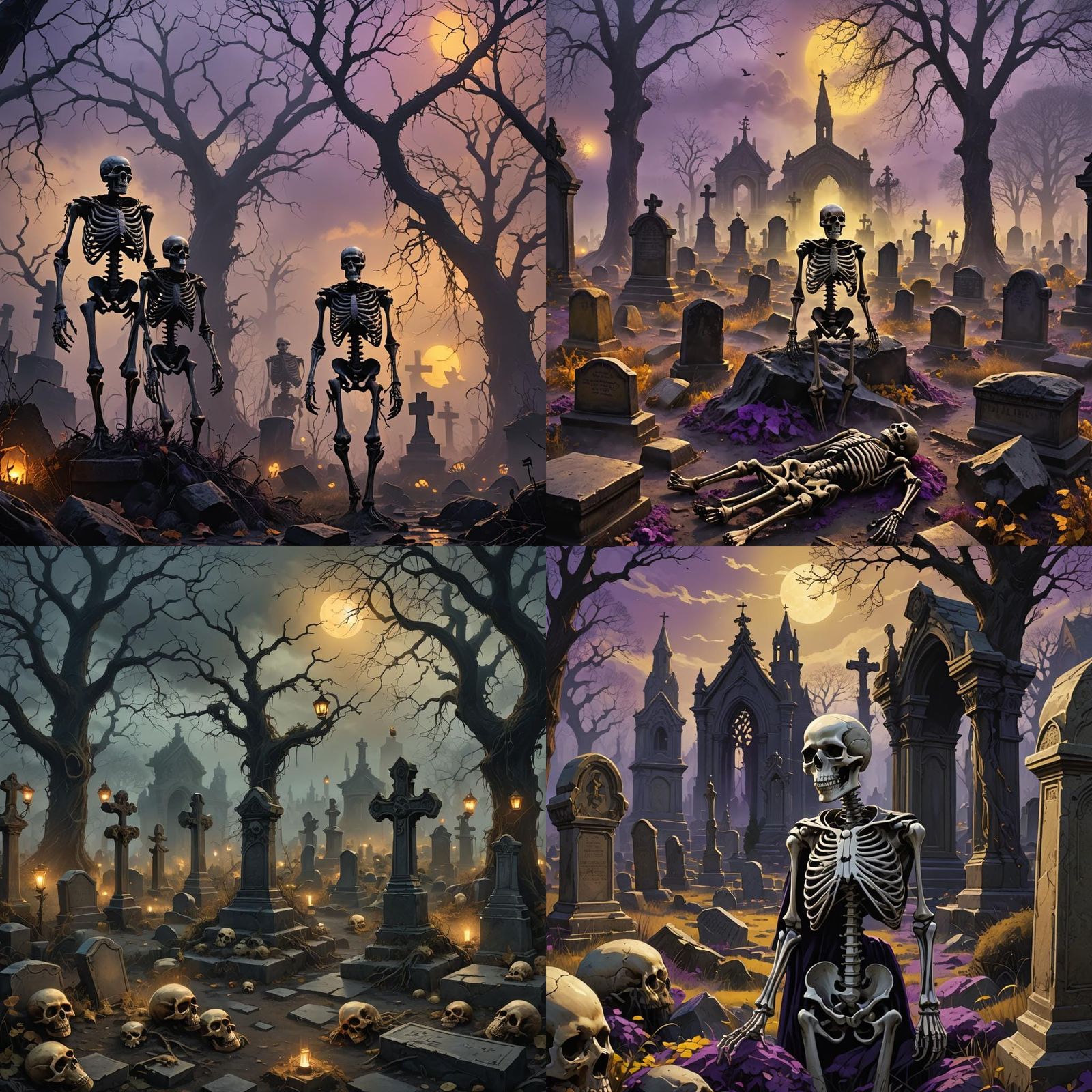 Skeleton Graveyard in Dark Fantasy Style