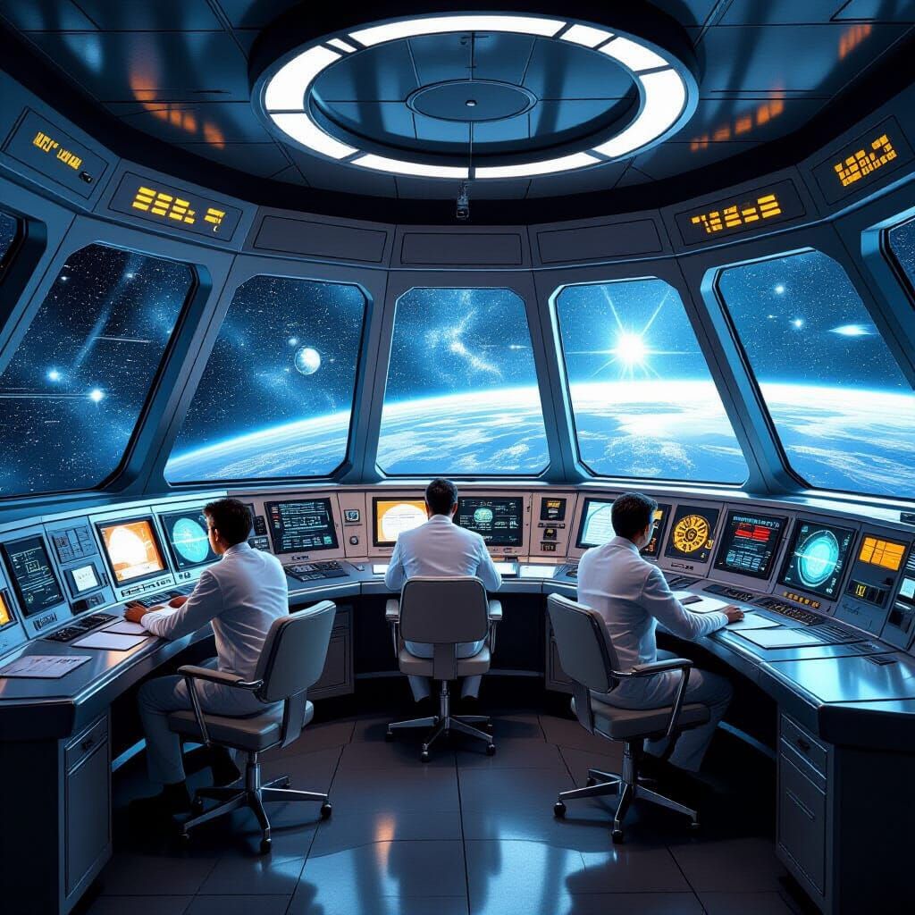 Retro-Futuristic Control Room: 1960s Space Age Vision