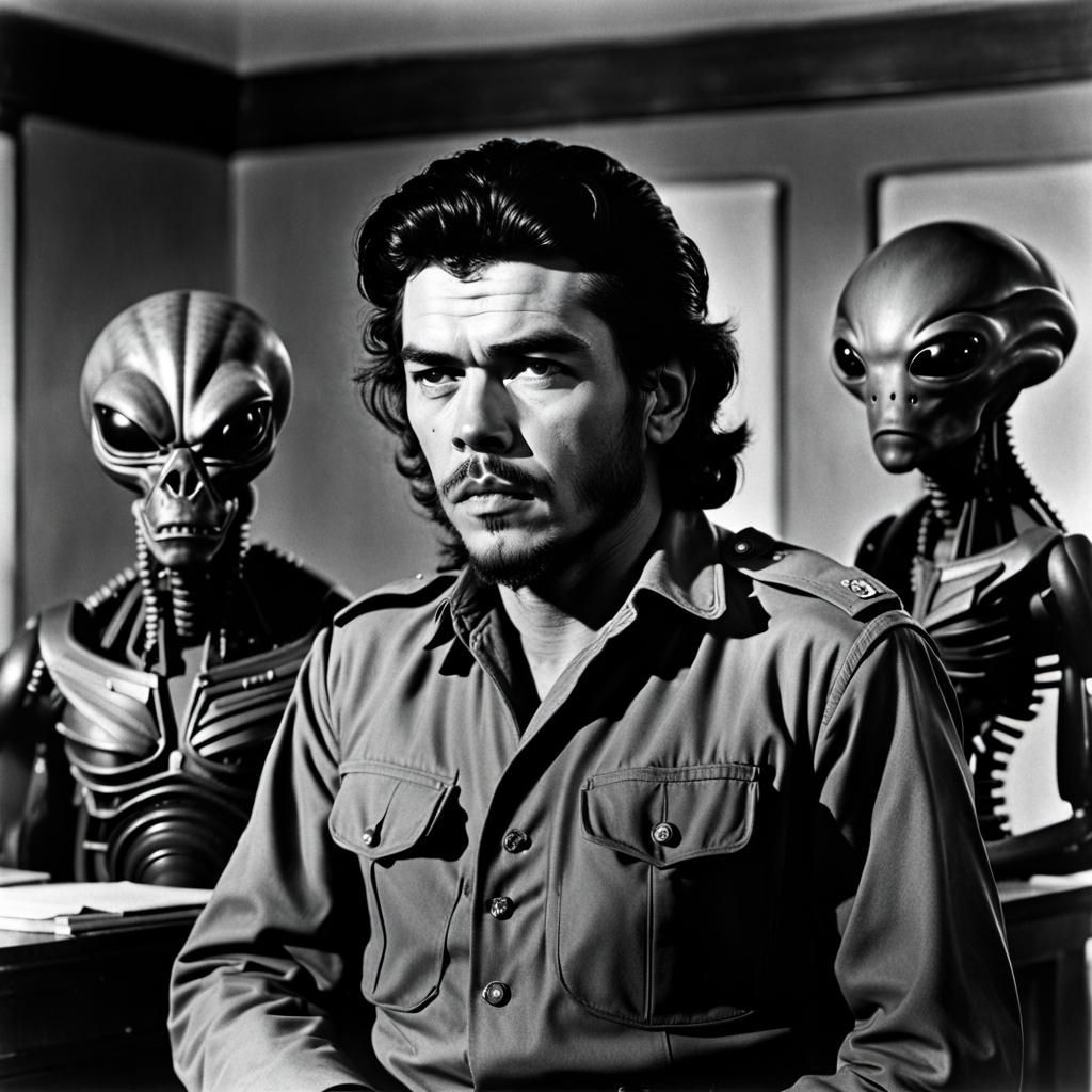 Iconic Che Guevara Portrait with Alien