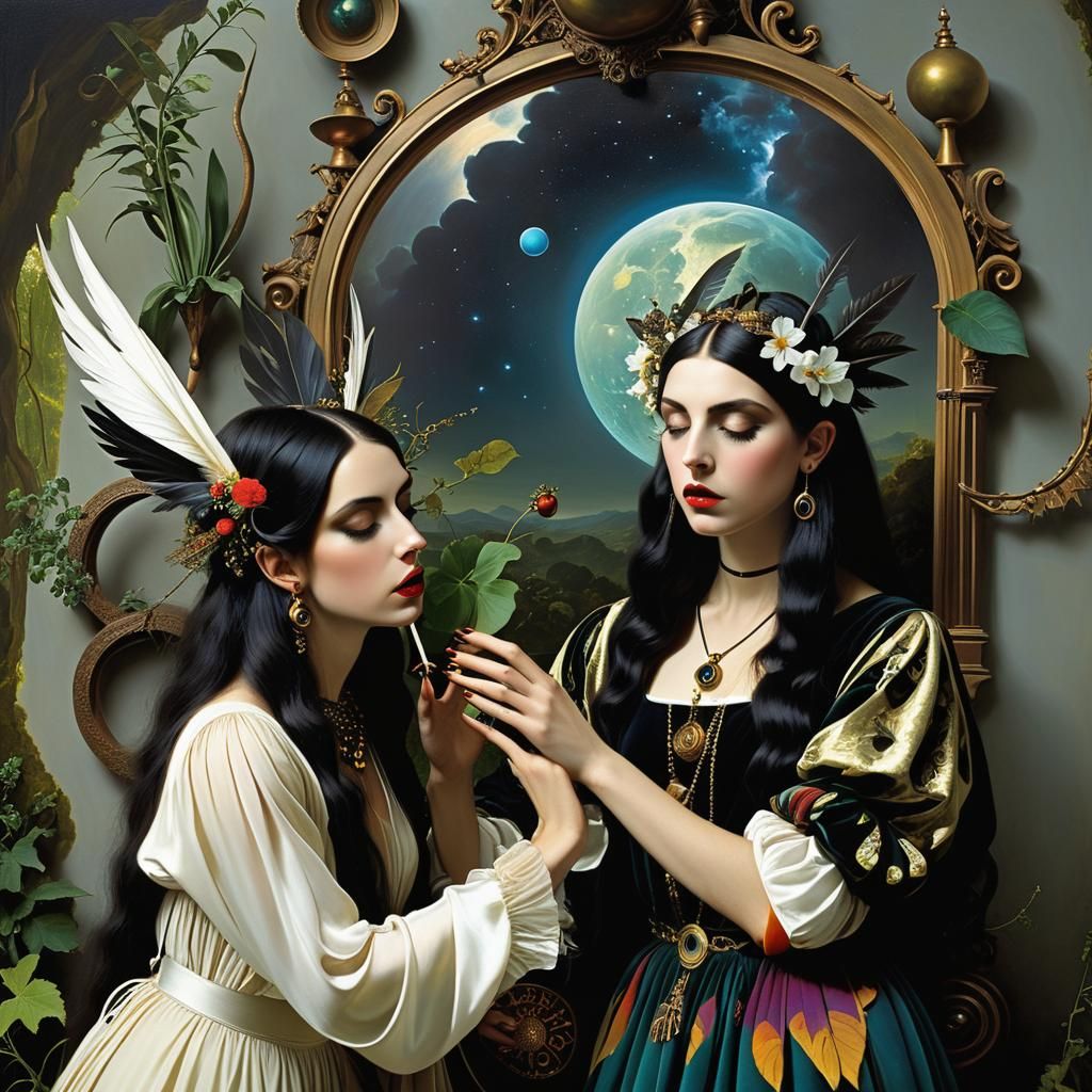 Surreal Goth Hippie Dreamscape: A Mystical Cosmic Vision