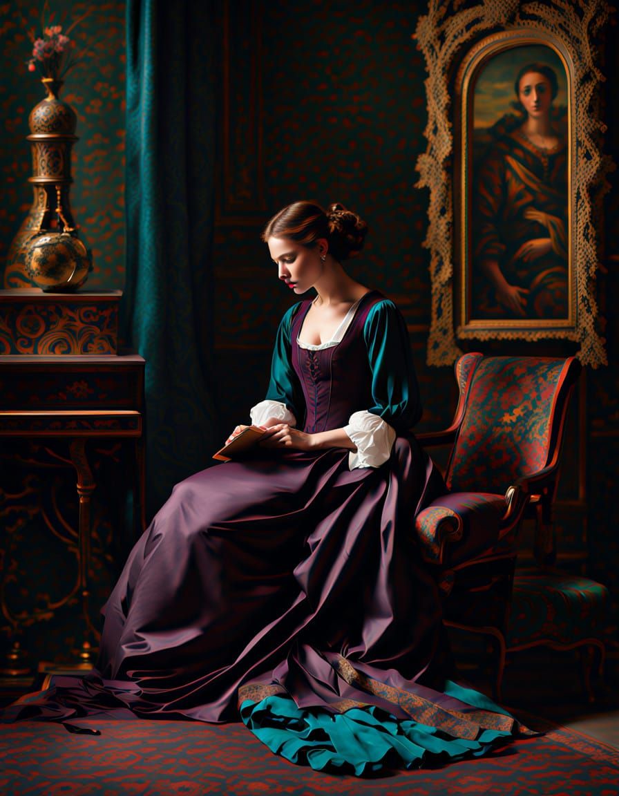 A Woman Lost in Shadows of Sorrow and Heartache