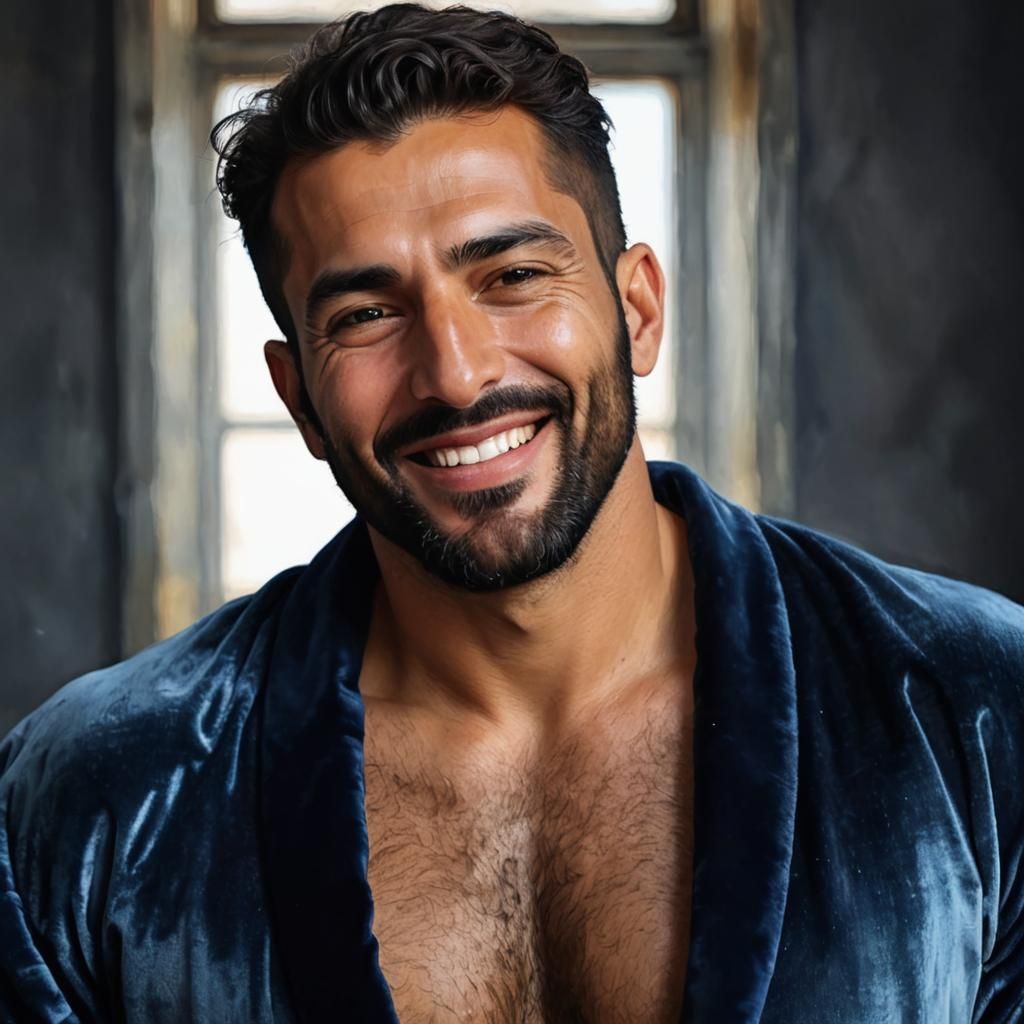 Impressionist Portrait of Man in Velvet Bathrobe