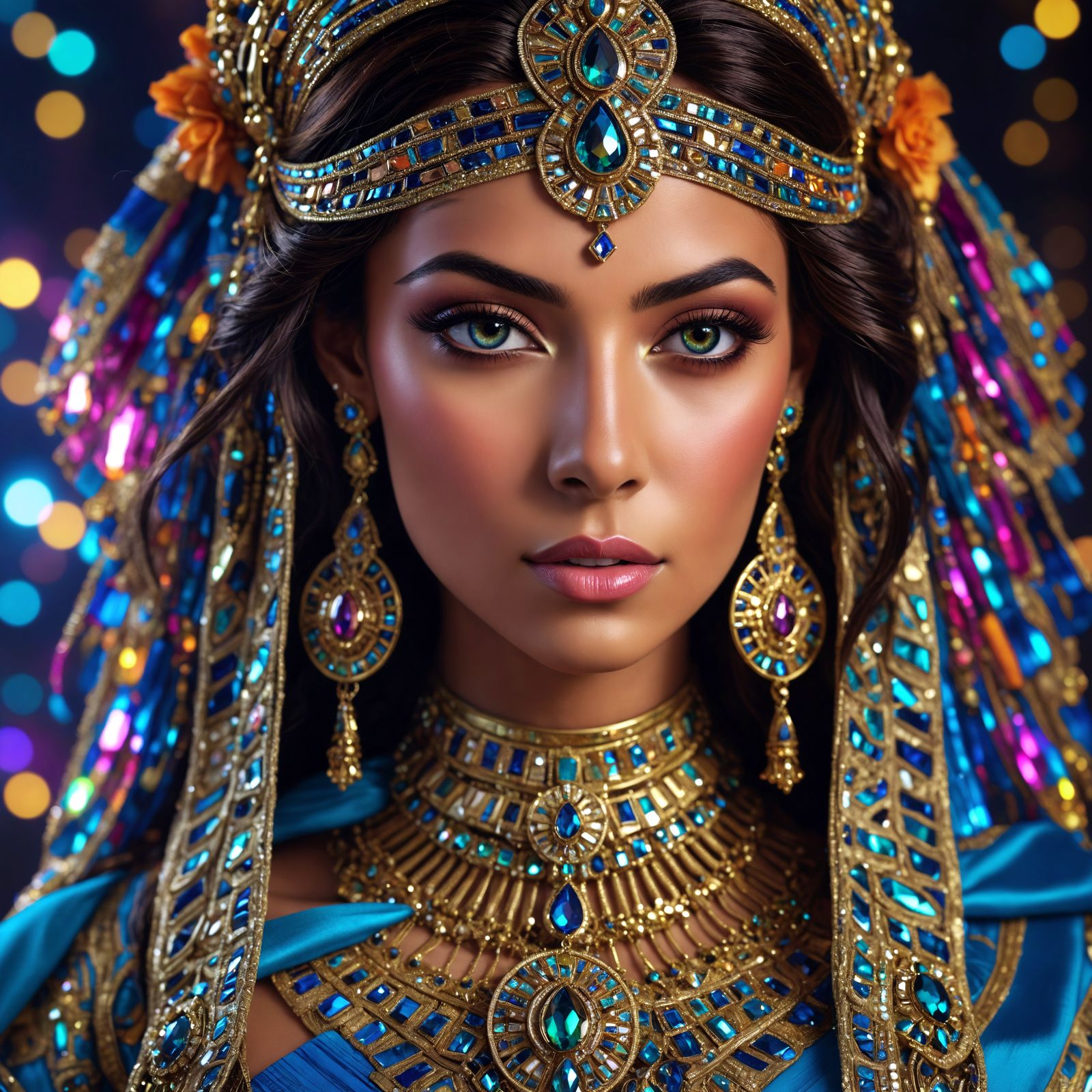 Regal Egyptian Goddess in Futuristic Splendor