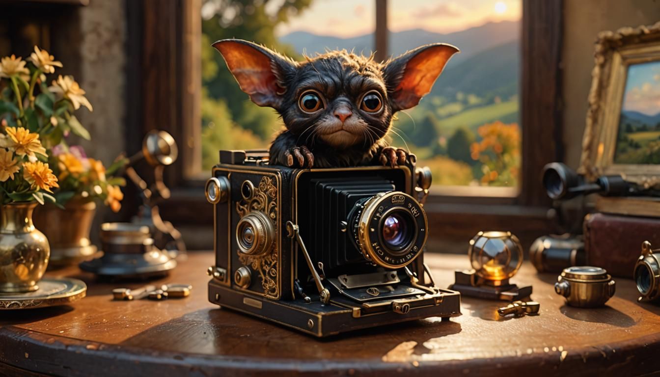 Imp Inside Camera Paints Landscape: Digital Art