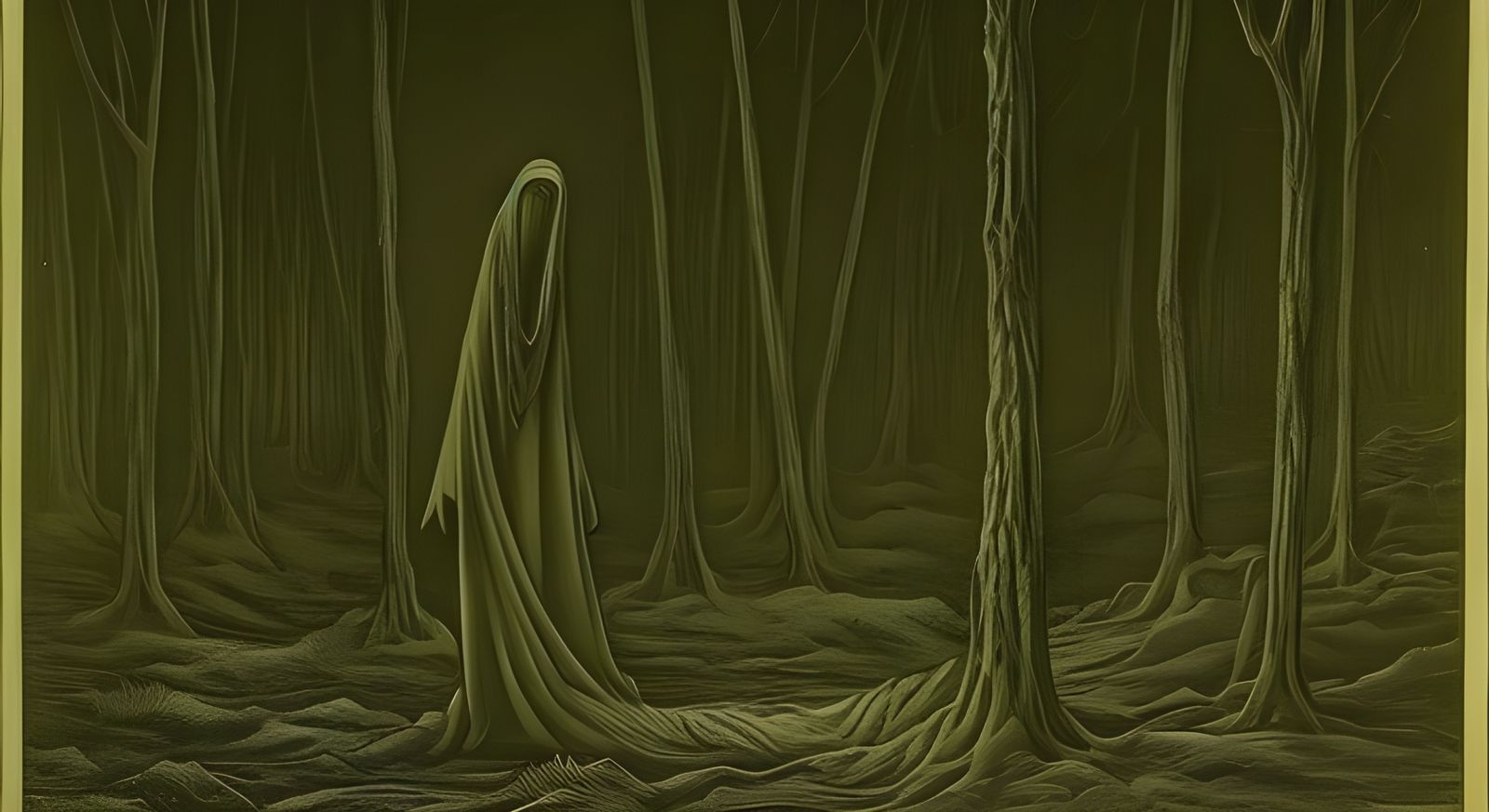 Eerie Creature Lurking in Dark Woods