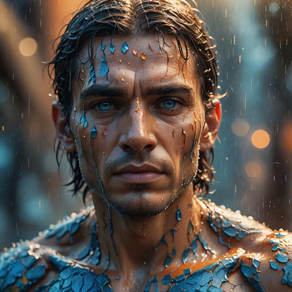 Detailed Matte Painting of a Human with Cracked Skin