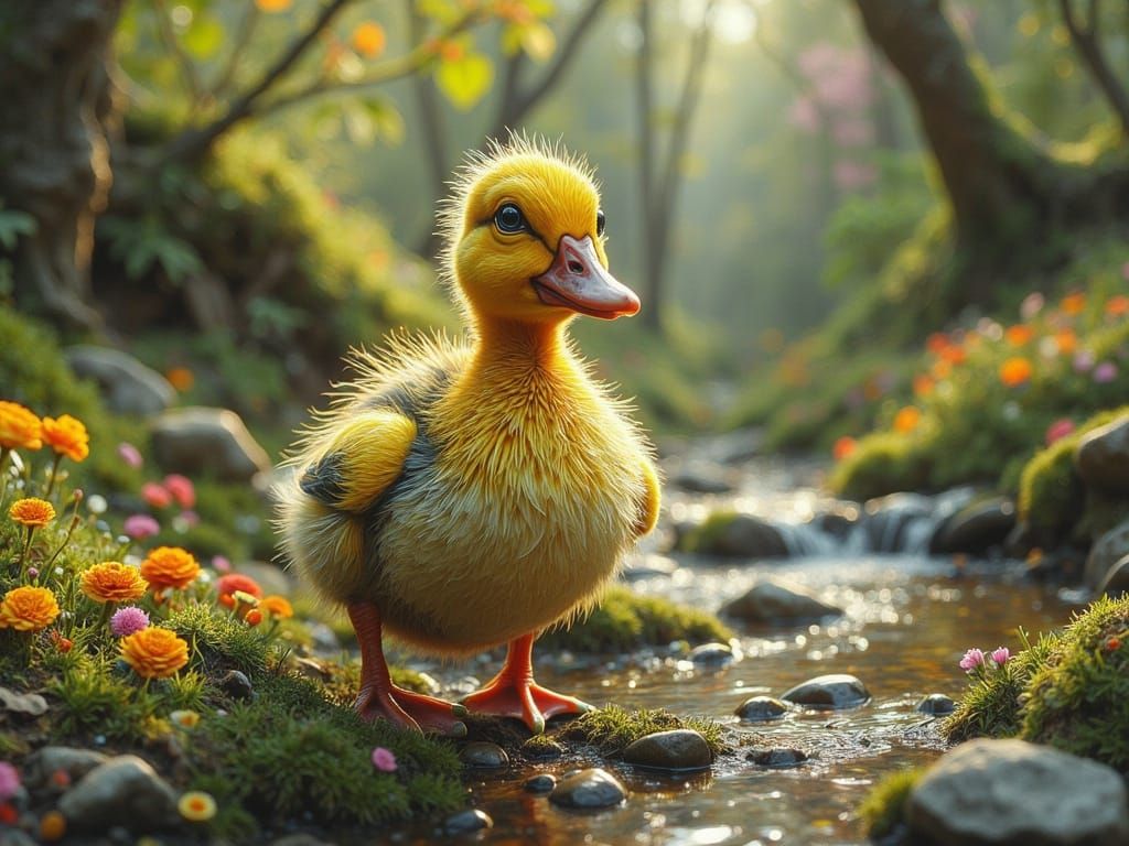 Adorable Duckling Emerges from Eggshell in Hyperrealistic 3D...