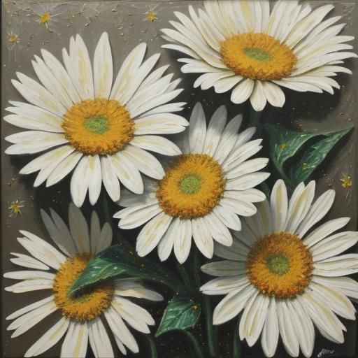 Impasto Daisies with Complex Textures in Oil