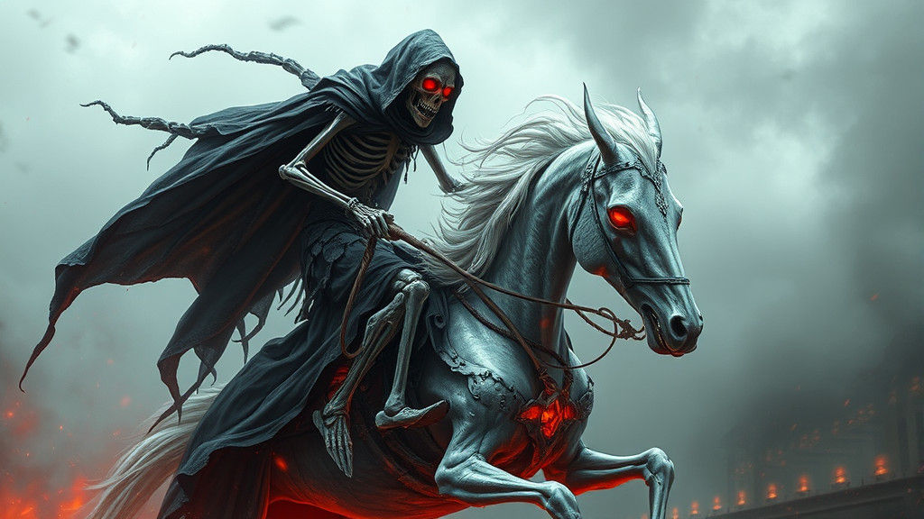 Wraith God Rides Ghost Horse in Fantasy Art