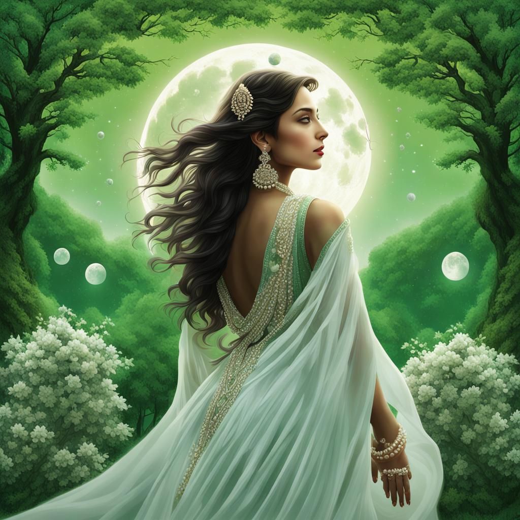 Moon Phase Chakra Woman in Digital Art