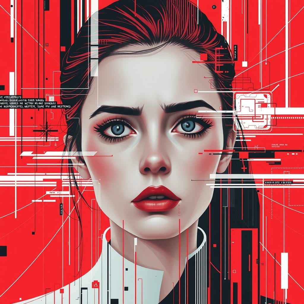 Futuristic Woman in Distressed Digital Art