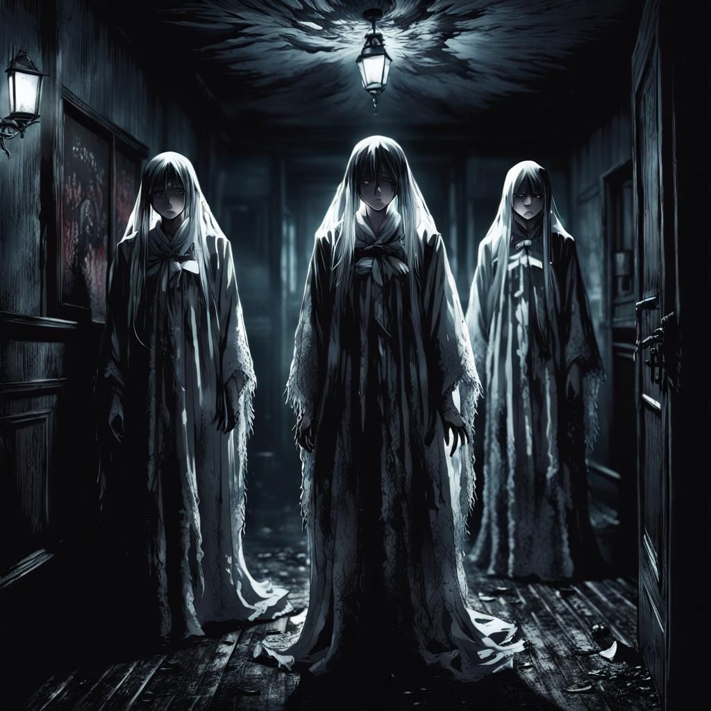 Ethereal Ghosts of Torment in Anime Style