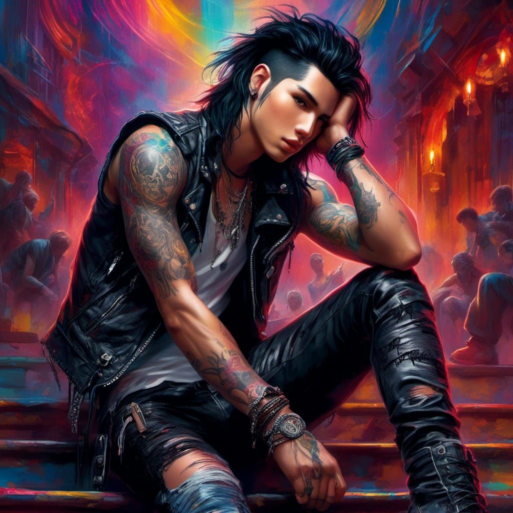 Handsome Rock Singer with Emo Style, Ultra Detailed