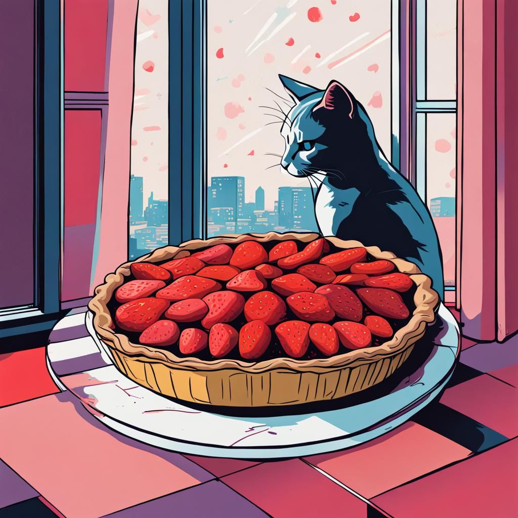 Cat Eats Pie: Pop Art Screen Print
