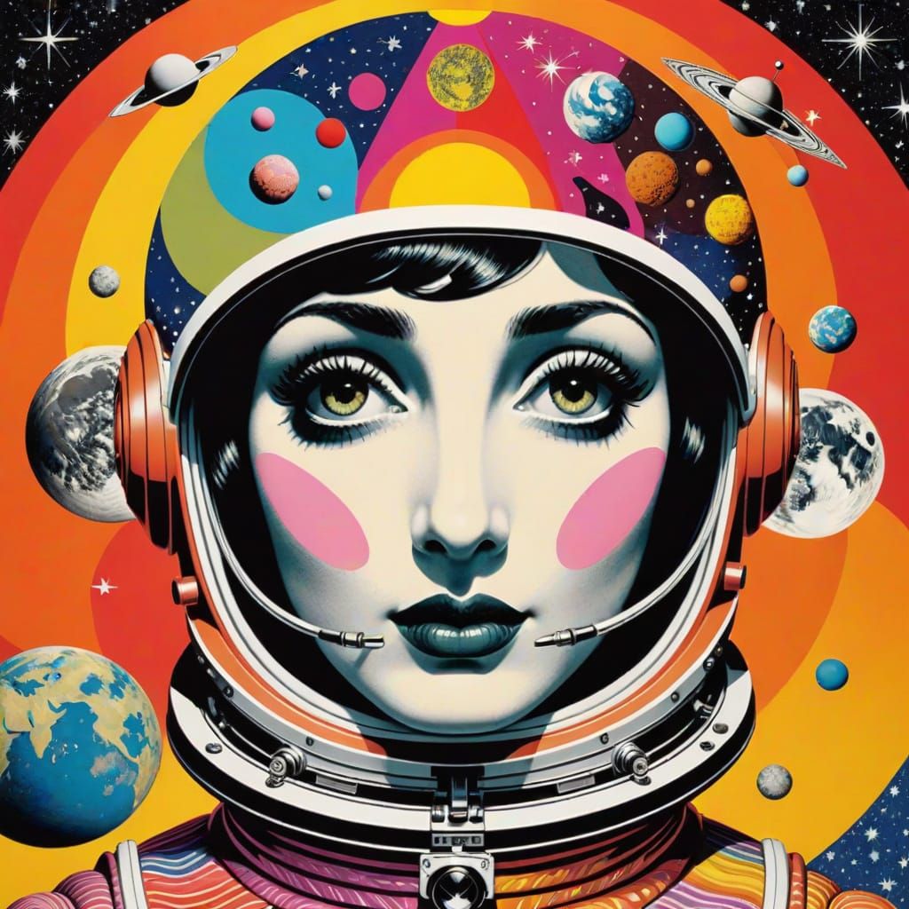 Fornasetti Style Psychedelic Astronaut Portrait
