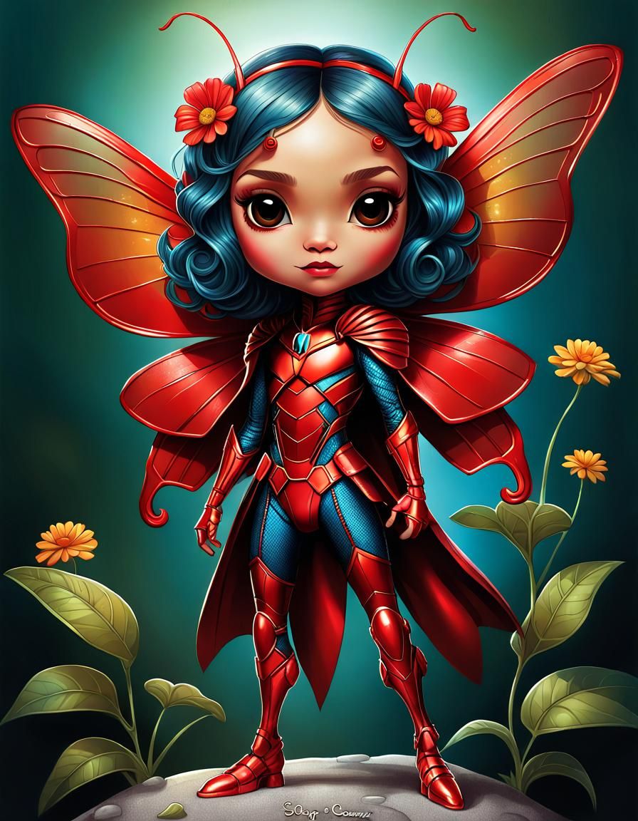 Mexican-Style Grasshopper Superhero Illustration