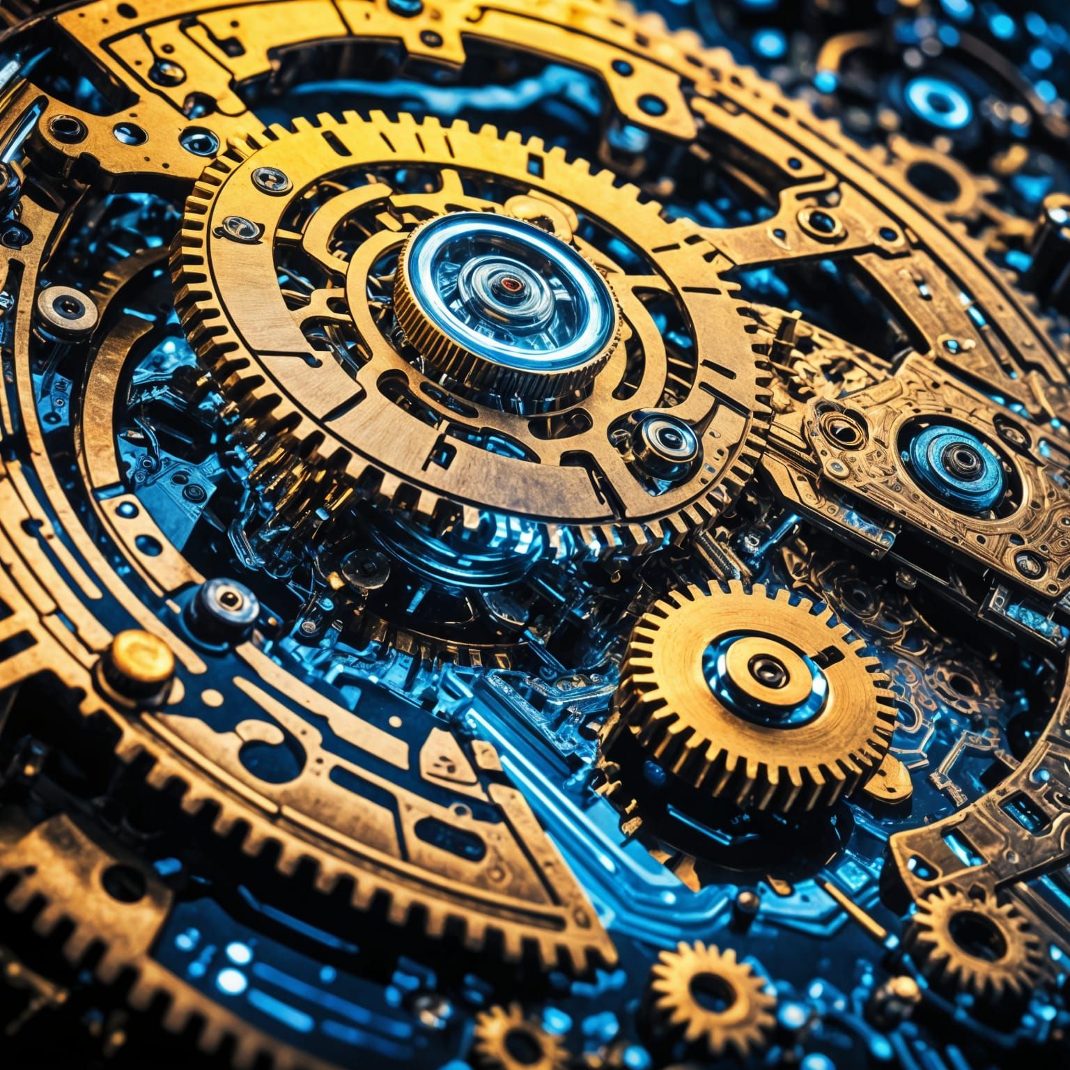 Detailed Microscopic Sci-Fi Clockwork Gears