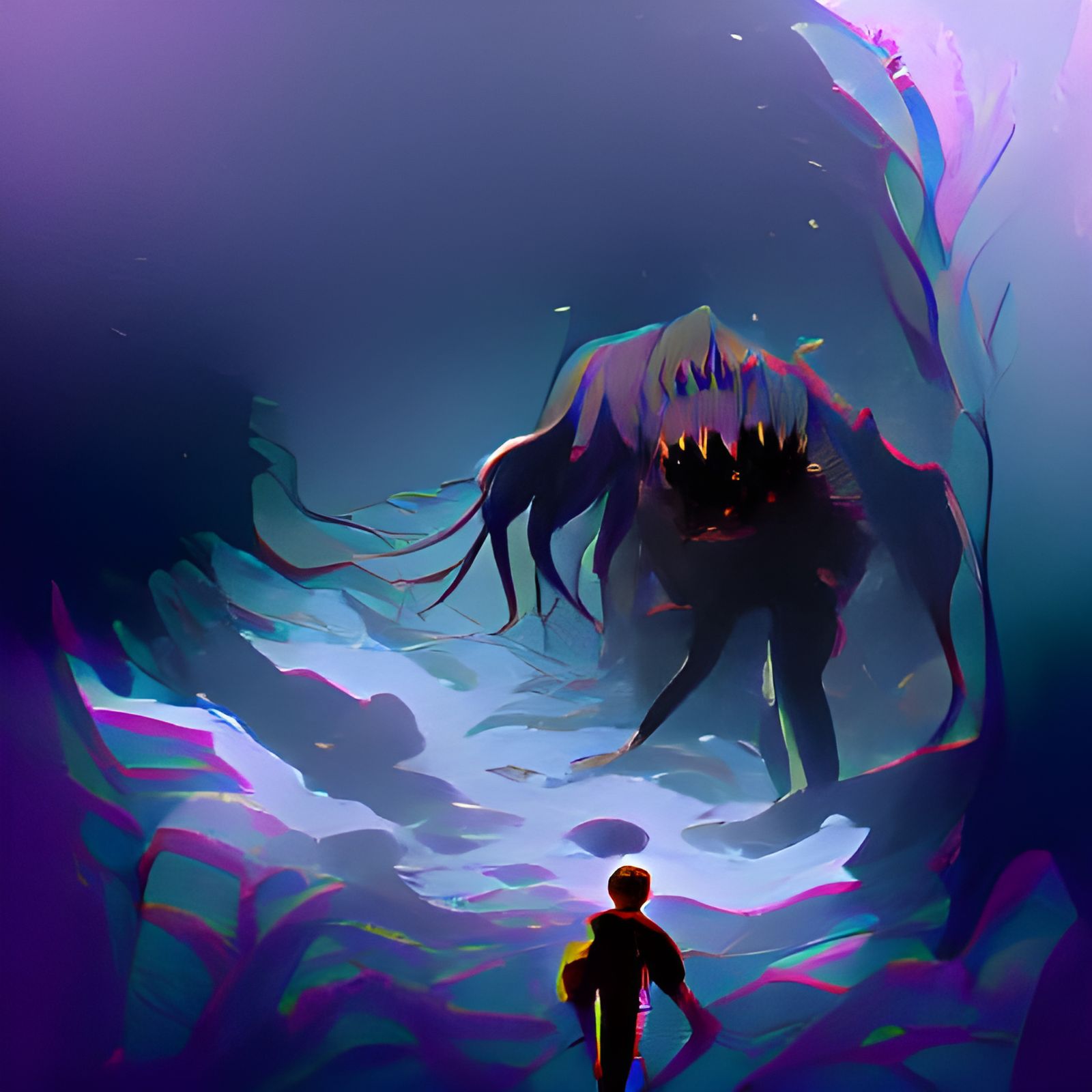 Giant Sea Monster in the Deep Ocean
