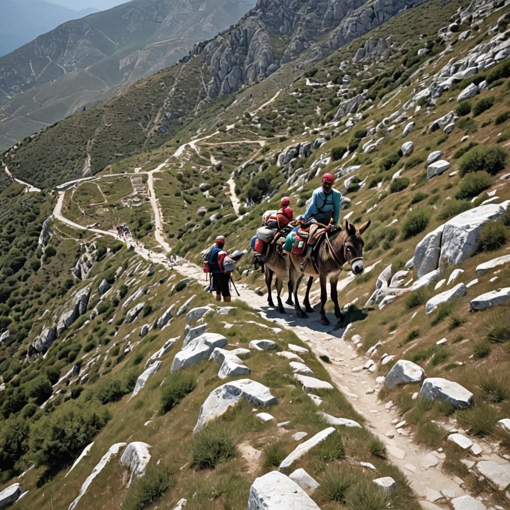 Donkey Ride Up a Greek Mountain