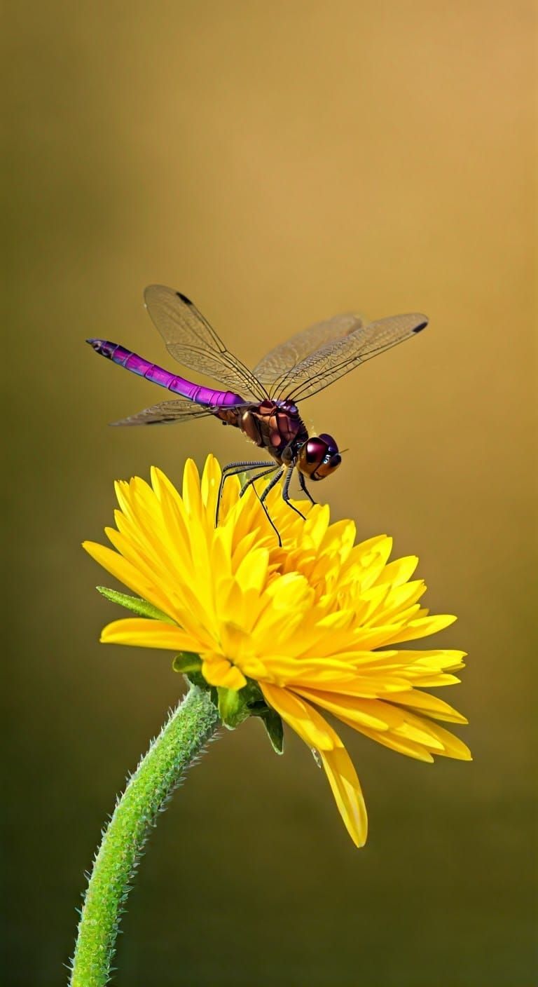 Whimsical Watercolor Dragonfly in Vibrant Bloom