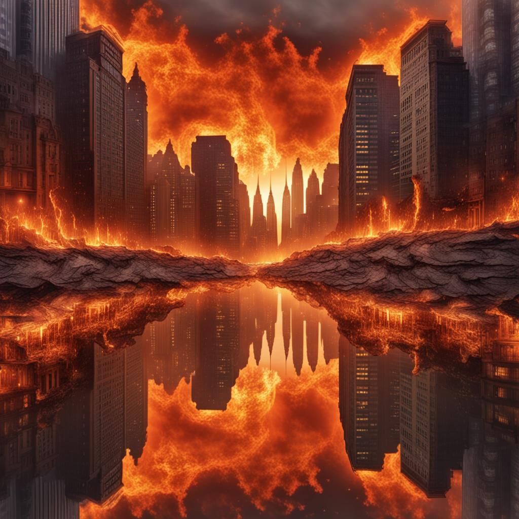 Inferno City Reflected in Melting Mirror