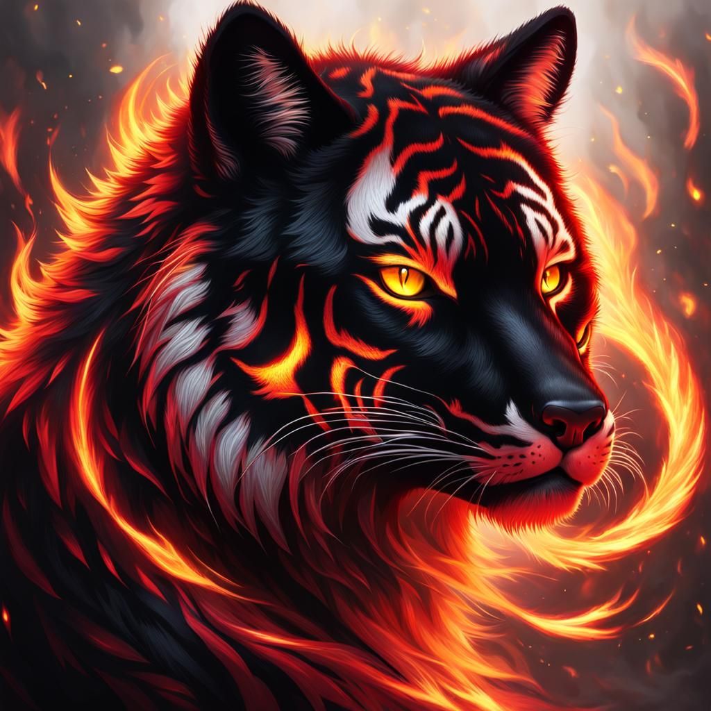 Fiery Black Fox and Tiger Hybrid