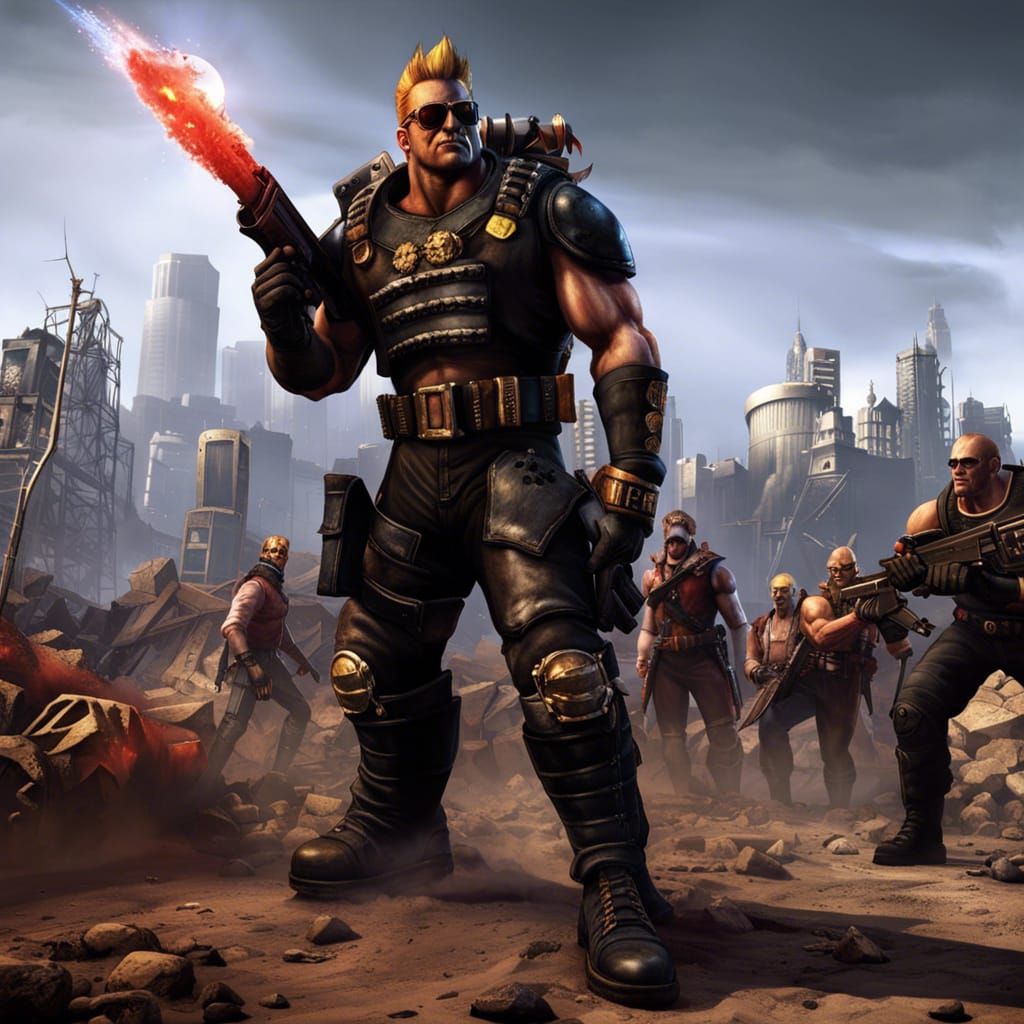 Zombified Duke Nukem in Dystopian Wasteland