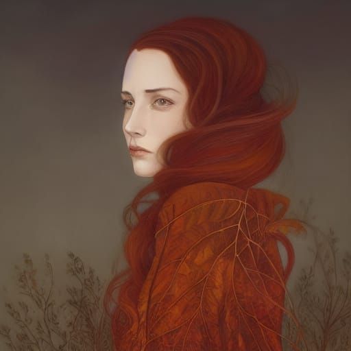 Melancholic Autumn Portrait with Brown Iris Eyes