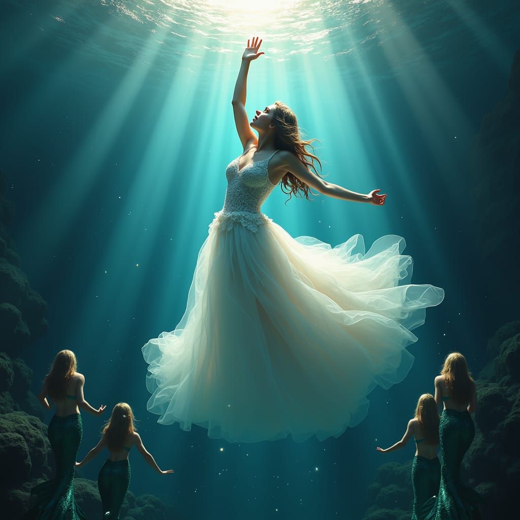 Woman Sinking into Atlantis: Fantasy Concept Art
