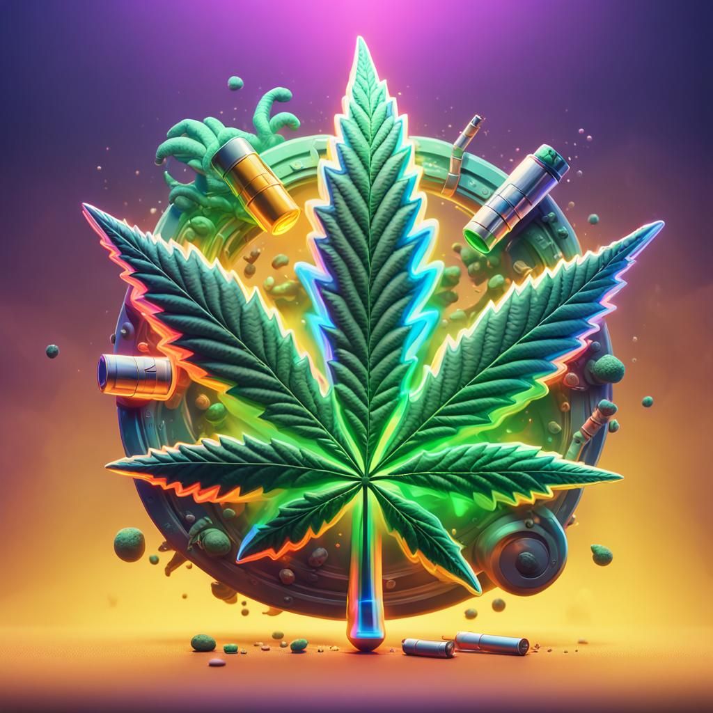 Cannabis Smoking Items Logo in 3D Digital Art