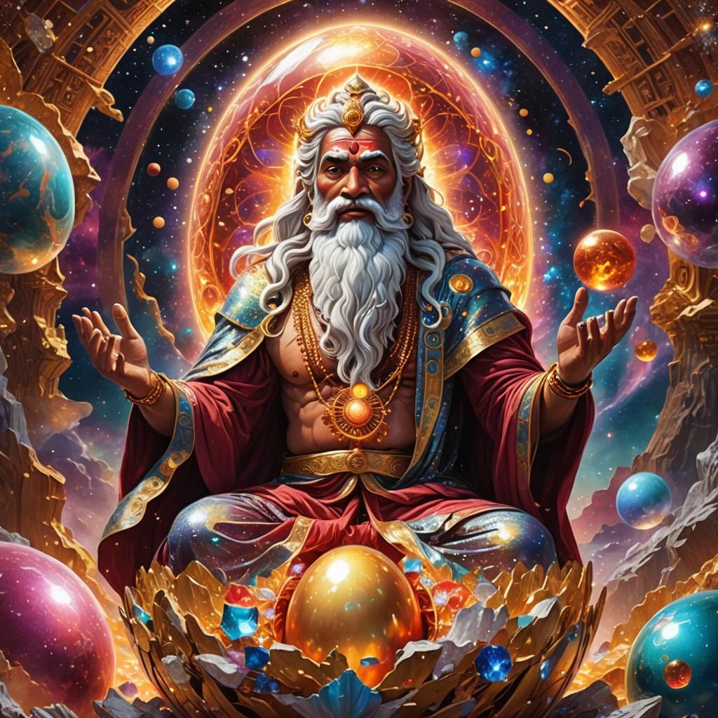 Lord Brahma Emerges in Holographic Astral Art