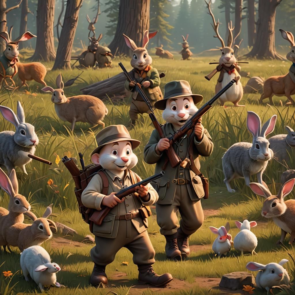 Elmer Fudd Rabbit Hunt: Pixar-Style 3D Art