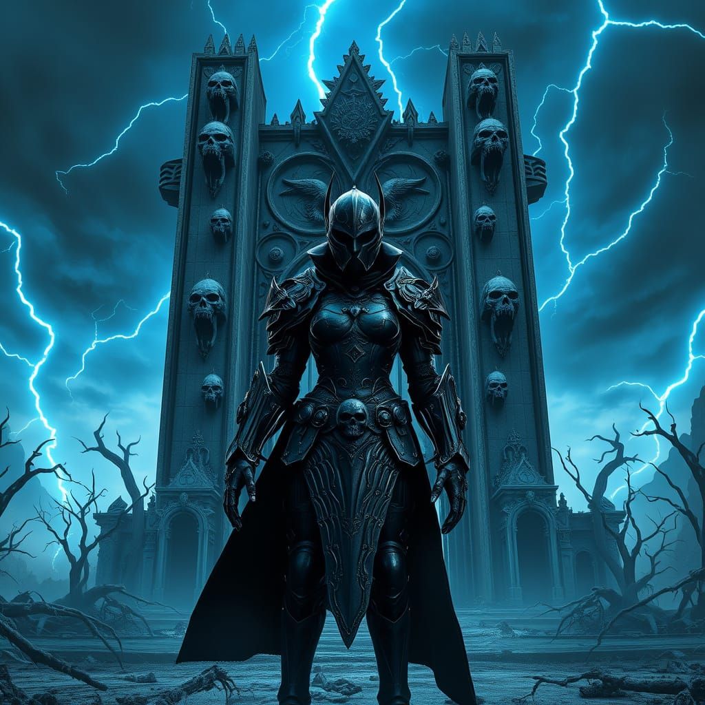 Gothic Cyborg Knight Guards Forgotten Kingdom Gate