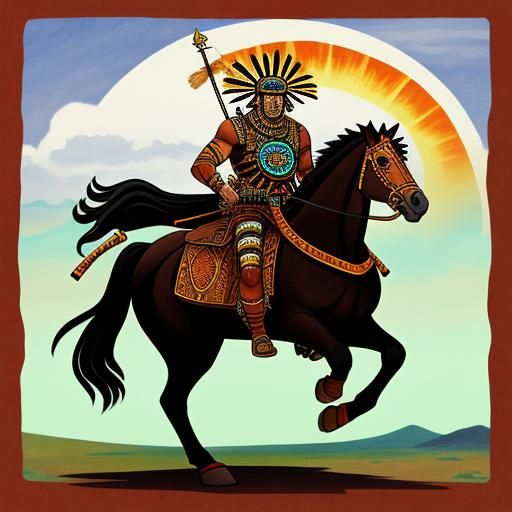 Tsohanoai, Navajo Sun God, Rides in Fantasy Landscape