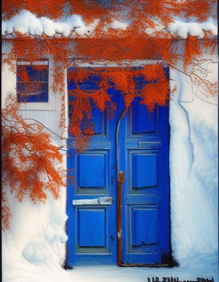 Hyperdetailed Blue Door in Realistic Style