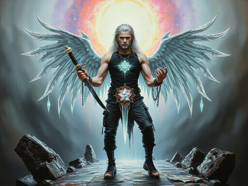 Supernal Deity with Prism and Sword, in a Gothic Style