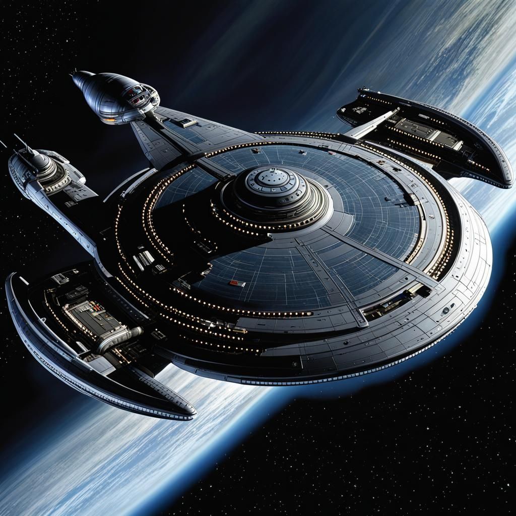 Starship Enterprise NX-01 Orbiting Planet