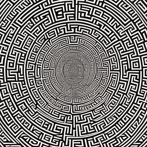 Intricate Maze Illustration in Andreescu Style
