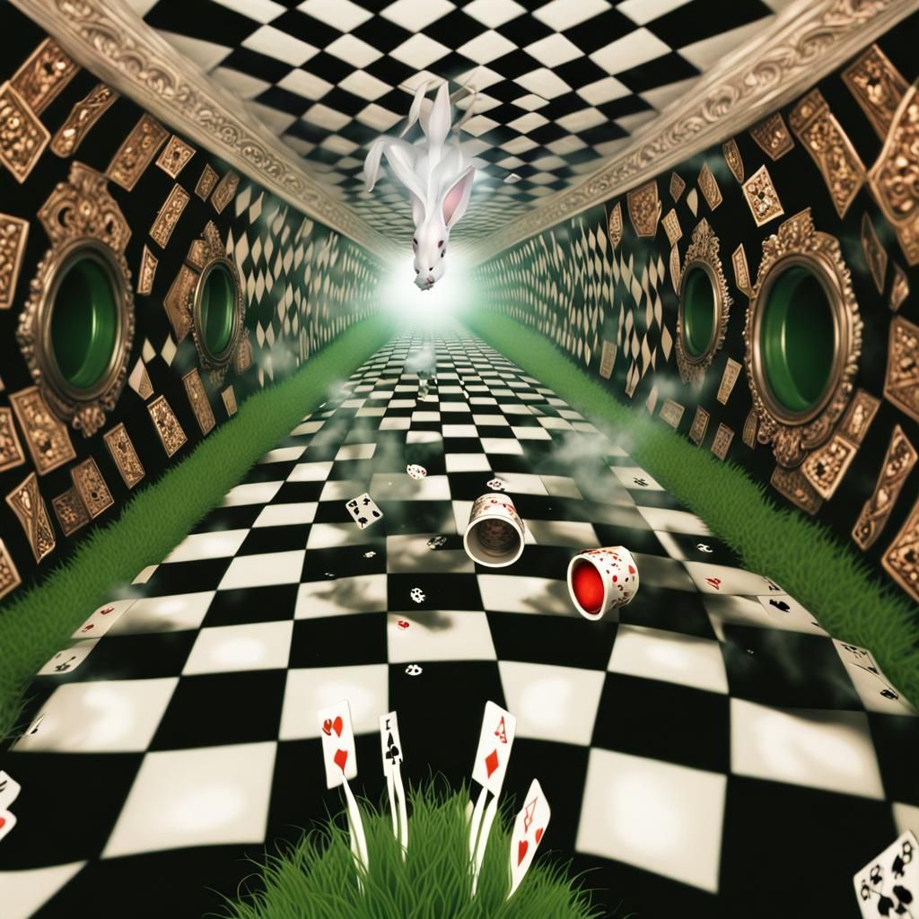 Surreal Vortex of Wonderland Objects in 3D