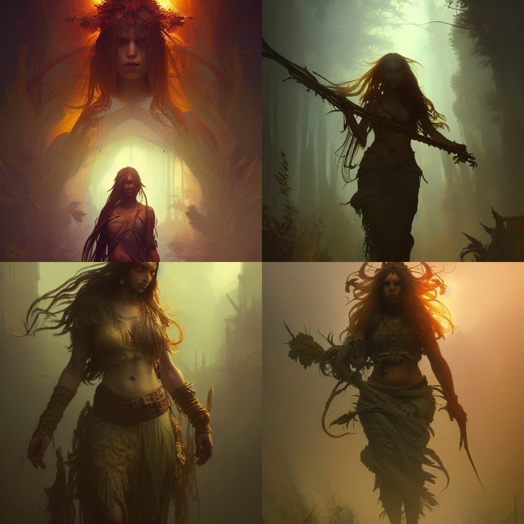 Hippie Weed Warrior in Dark Fantasy Style