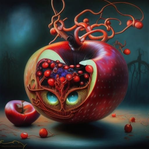 Ominous Forbidden Fruit with Organic Details