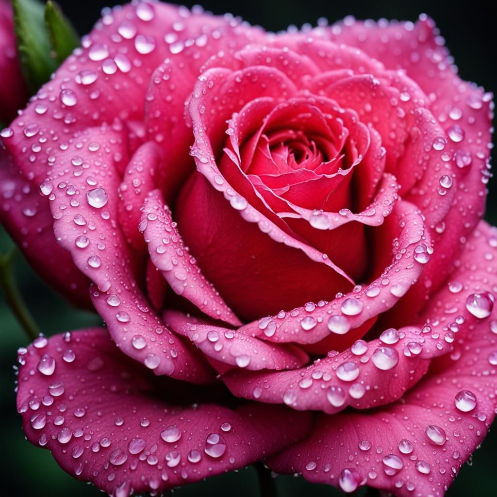 Rose Dewdrop Petals: Hyper Detailed Macro Photograph