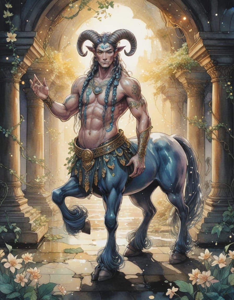 Magical Centaur in Watercolor Storybook Illustration